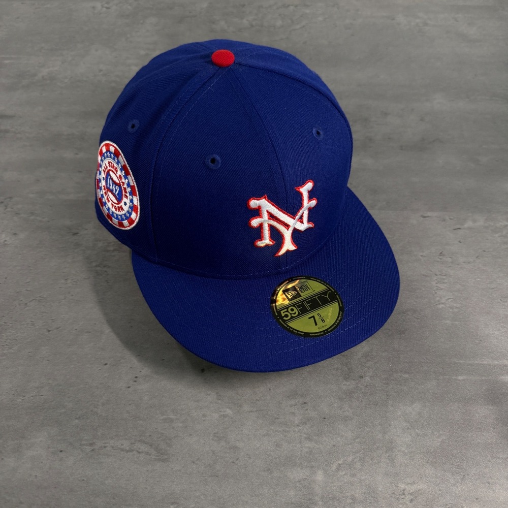 Hat Club New York Giants Yankees New Era Cap 7 5/8 Blue Red 1942 ASG Side Patch